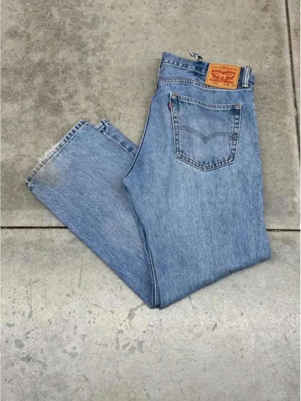vintage levis 505 faded blue straight leg jeans size 38 x 30